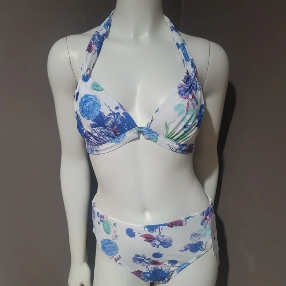 Rachel Roy Floral Halter Bikini Set Size Small